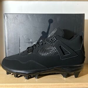 Custom Air Jordan 4 Black Cat Football Cleats
